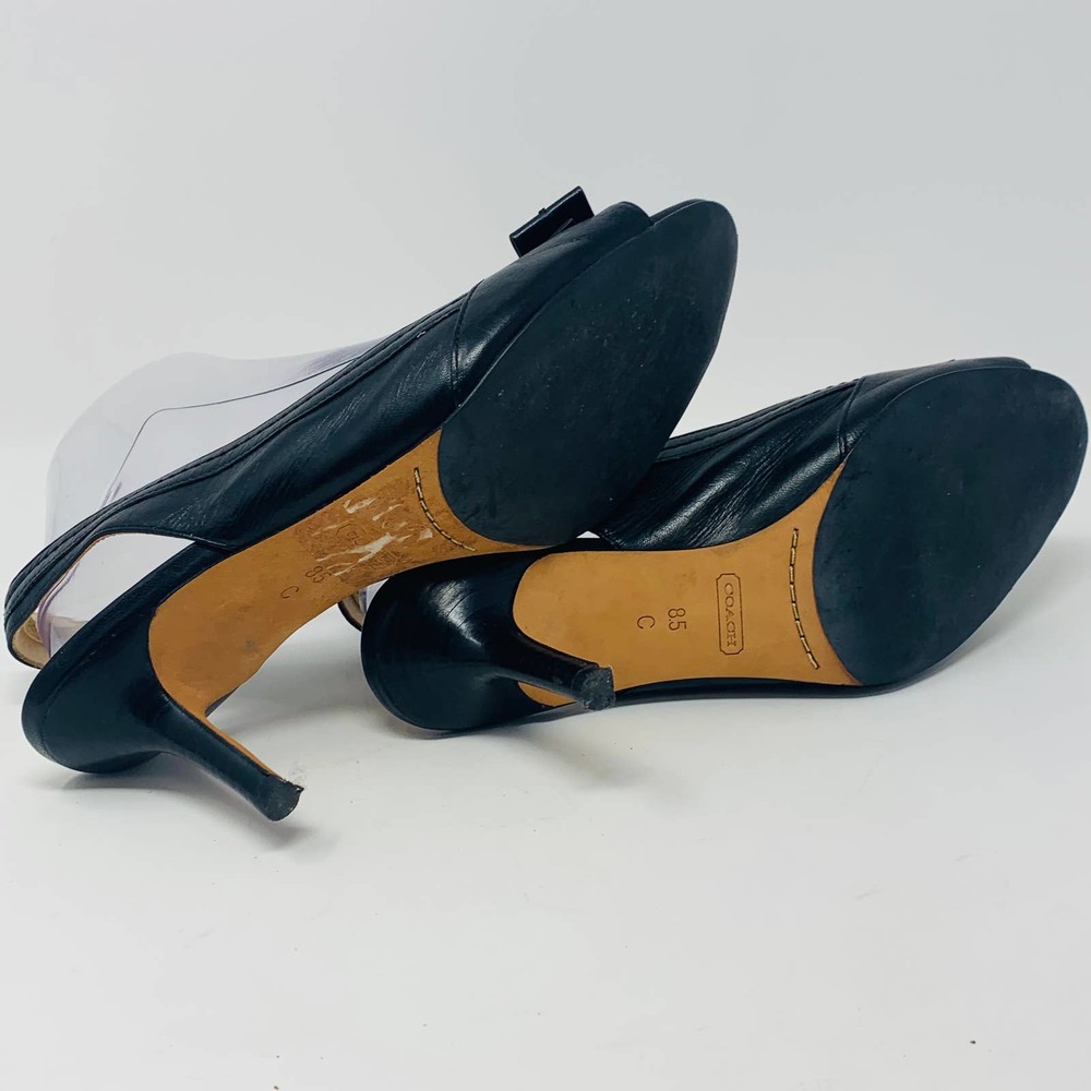Coach Miranda Black Leather Open Toe Sling Back Buckle Sandals Heels Size 8.5 B - Picture 6 of 9